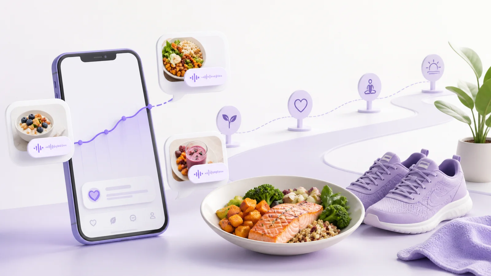A gentle long-term weight trend supported by flexible meal and voice check-ins